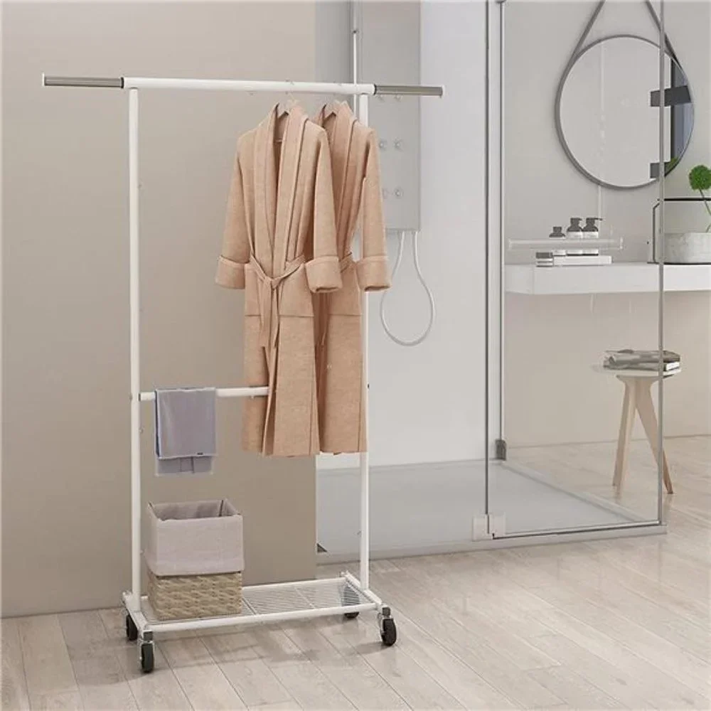 Simple Trending Standard Clothing Garment Rack, Extendable, White - Picture 6 of 7